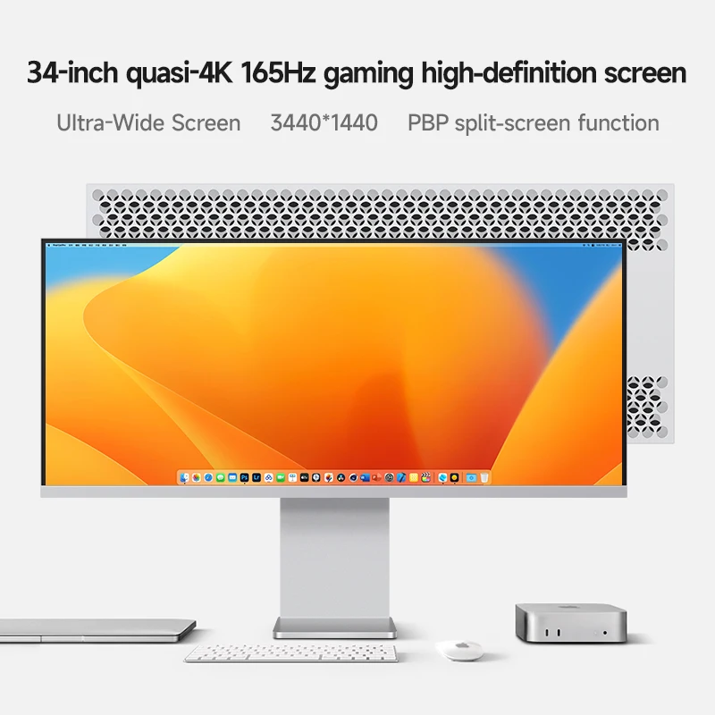 Monitor da 34" Schermo per pesci 2K Supporto multitasking Tipo-C 65W Ricarica Display per computer da gioco Lega di alluminio