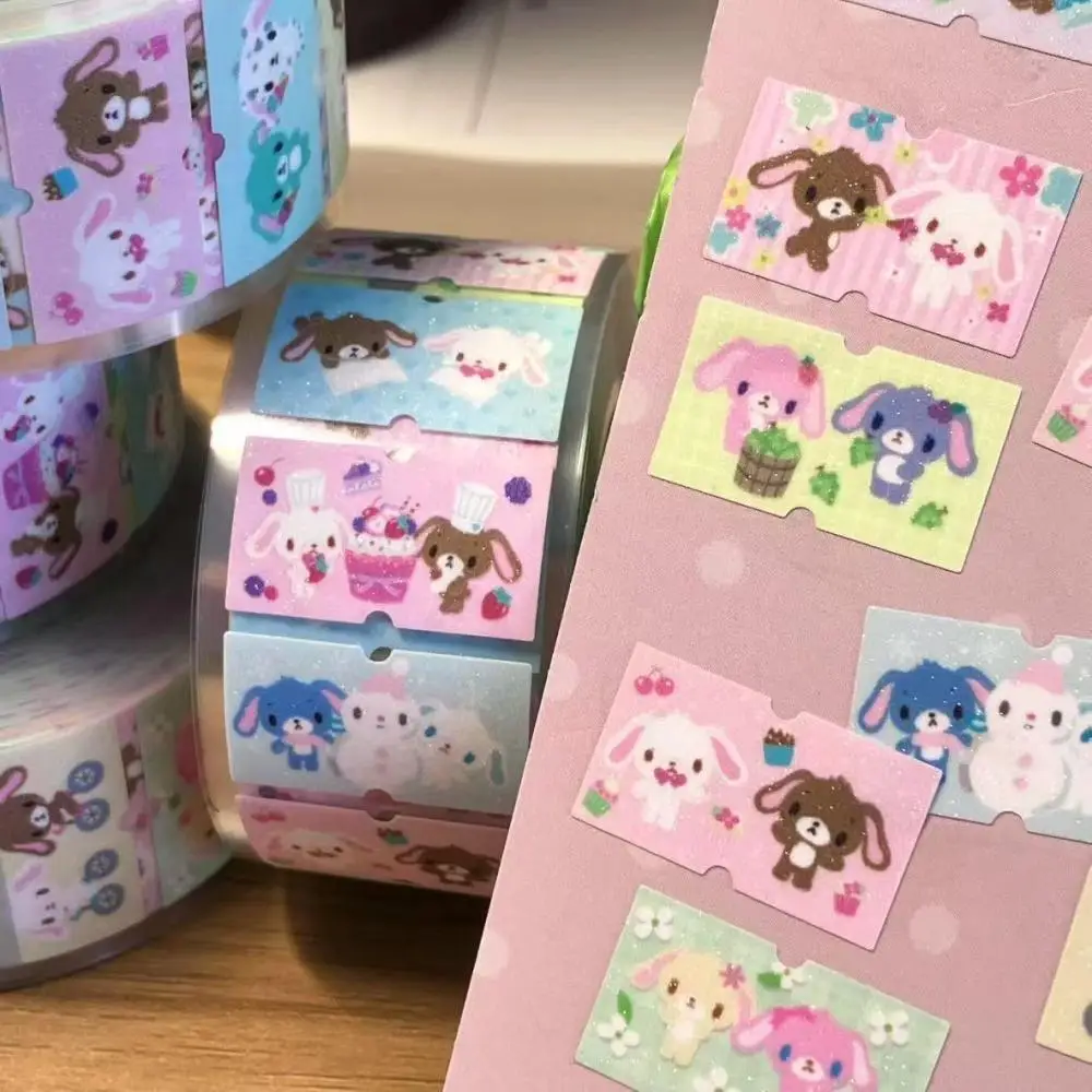 Sanrio 디저트 토끼 미니 깜박임 라벨 스티커 씰링 테이프 가격 스티커 핸드 계정 데스크탑 diy 장식 소녀 장난감 선물