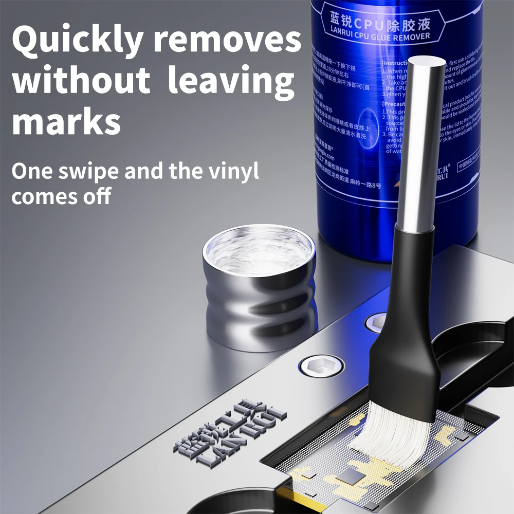 Lanrui Środek do Usuwania Kleju z Chipów CPU 250ml Ekologiczny do Bezpiecznego Usuwania Czarnego Kleju z Chipów CPU w Telefonach Komórkowych Narzędzie do Naprawy