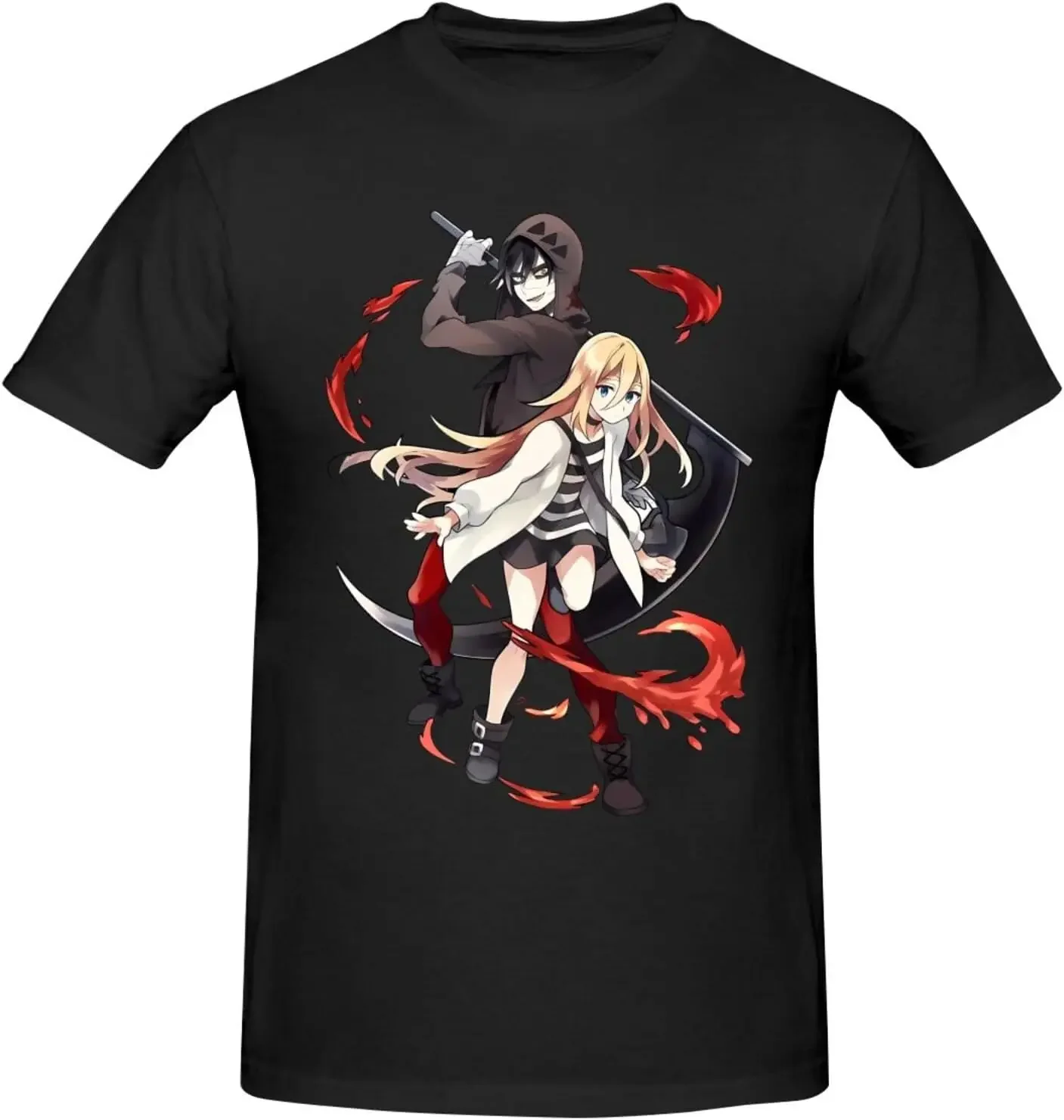 

Angels Anime of Death Shirt Men's Custom Breathable Cotton Short-Sleeved Tshirt Fashion Crew Neck Tees Tops Black