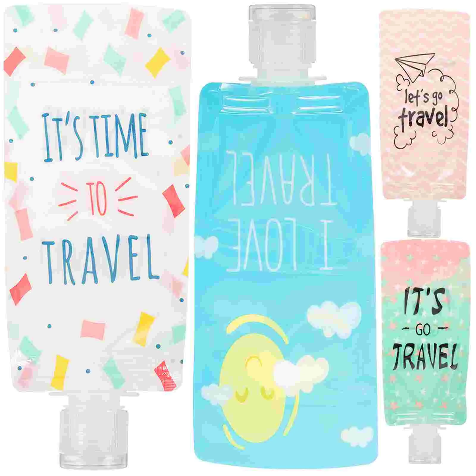 4 Pcs Travel Bag Squeeze Dispenser Makeup Bags Leakproof Fold Portable Emulsion The Pet Lotion Storage Hand Soap