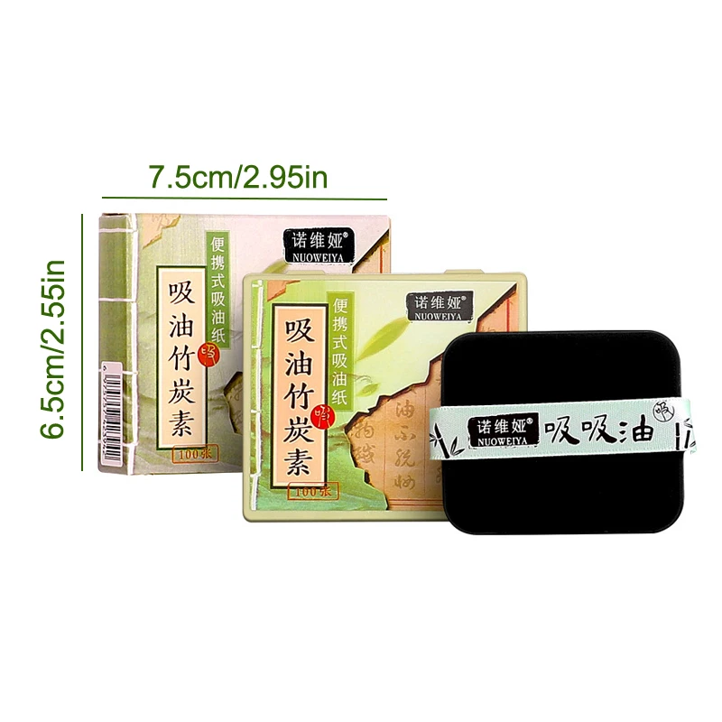 Carte assorbenti in bambù con specchio a soffio per trucco Rinfrescante Portabili Kit di strumenti per il controllo dell'olio Lenzuola assorbenti per l'olio per il viso Cura