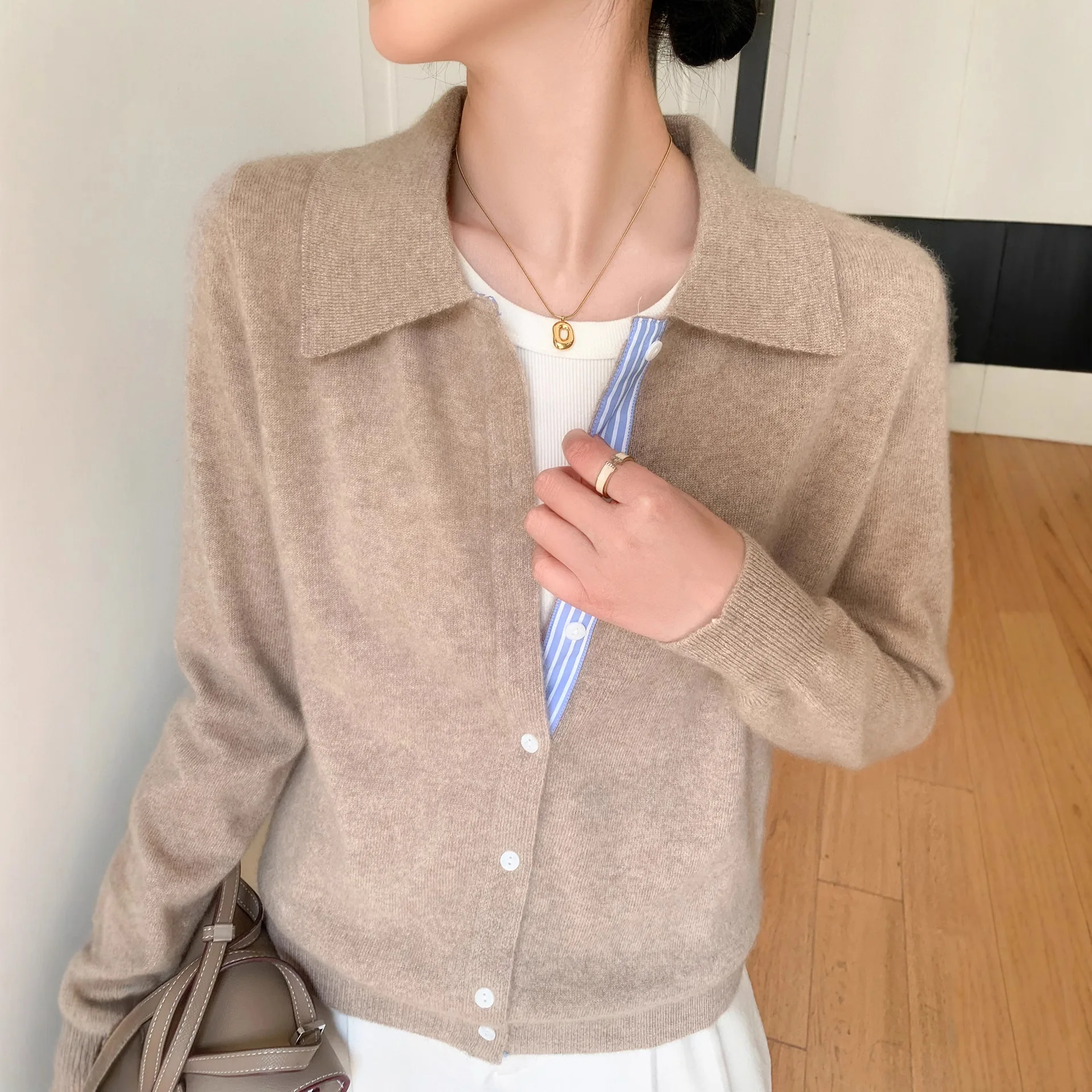 

Knitted Sweater Cardigan Loose-fit Warm Jacket Inner Wear Outer Korean Style Stylish Women's Top lapel Fashion Basic Tops
