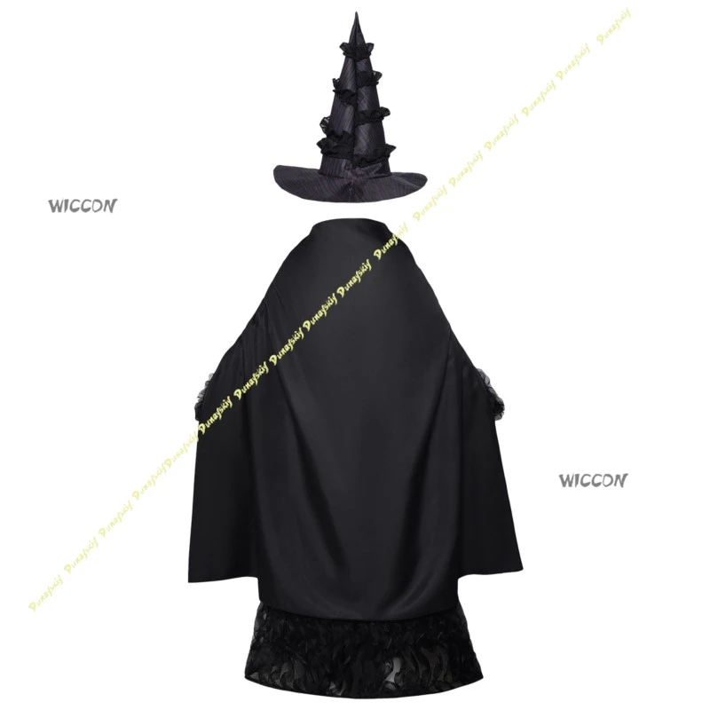 الأطفال تأثيري ازياء ماجيك بنات شعر مستعار قبعة شريرة الأسود منتفخ تنورة فستان البدلة مرحلة حفلة عباءة النساء عيد الميلاد هالوين
