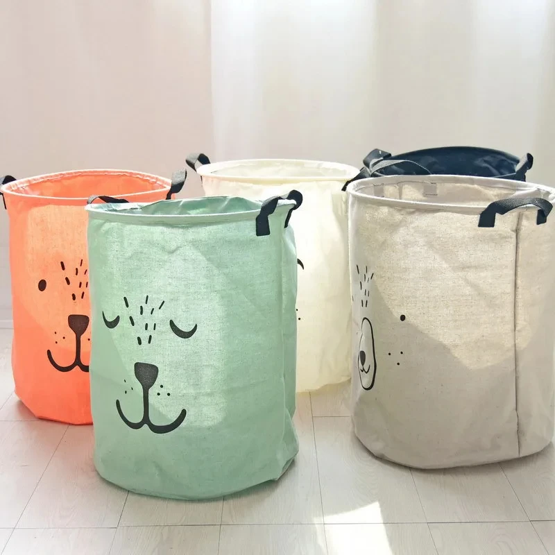 Cotton Waterproof Linen Dirty Laundry Basket For Home Foldable Organizer Bucket Clothing Children Toy Large Capacity Storage