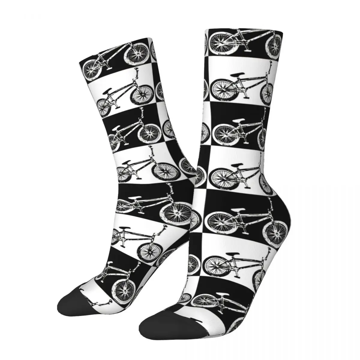 Bmx Freestyle Crazy Men\'s Socks Mountains Downhill Bike Bicycle MTB Unisex Street Style Pattern Printed Crew Sock Boys Gift