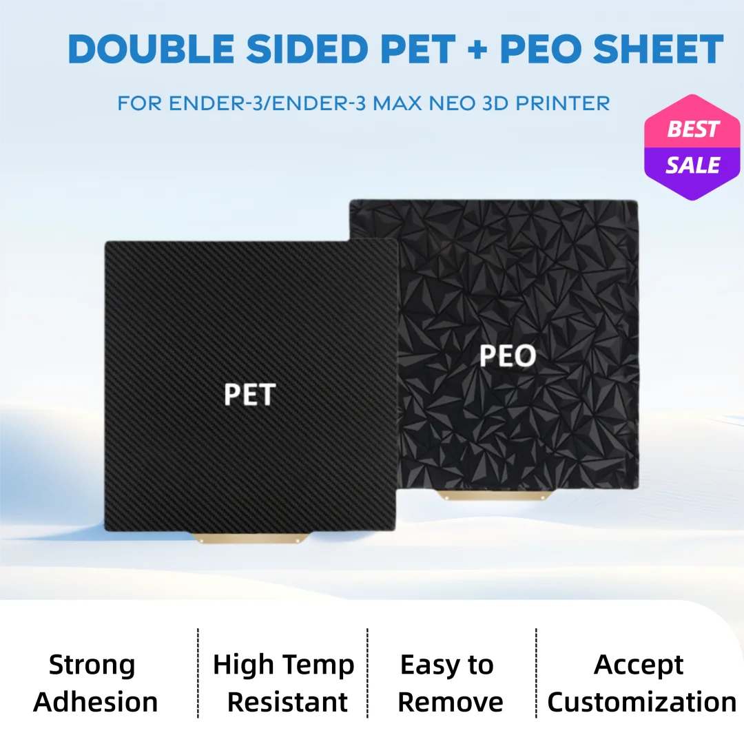 

Ender-3/Ender-3 Max /Ender-5 Plus Build Plate Double Sided Smooth PET PEO Flexible Spring Steel Sheet 235x235/310x320/377x370mm