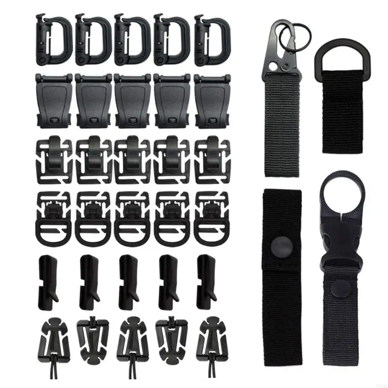 

92me 34pcs Tactics Gear Clip, D-кольца, блокирующие карабиер, зажима трубки для бутылок с водой, пряжка для веб-доминатора