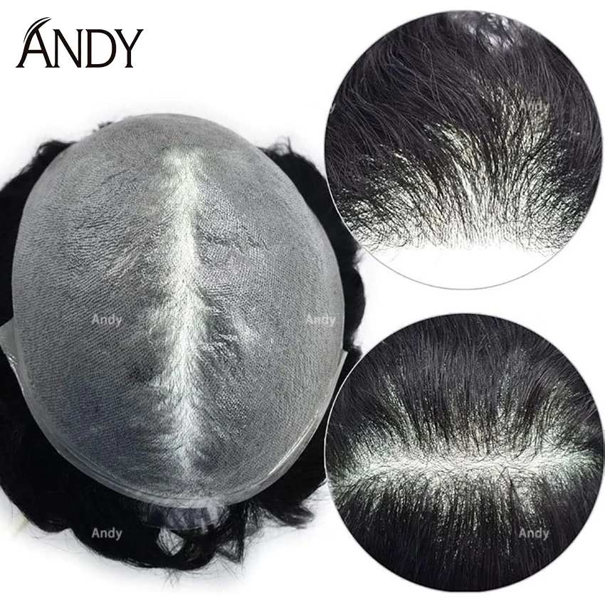 

Human Hair Men's Toupee 0.02-0.04mm Super Thin Skin Natural European Human Hair Male Wig Hair Prosthesis Hair System For Men