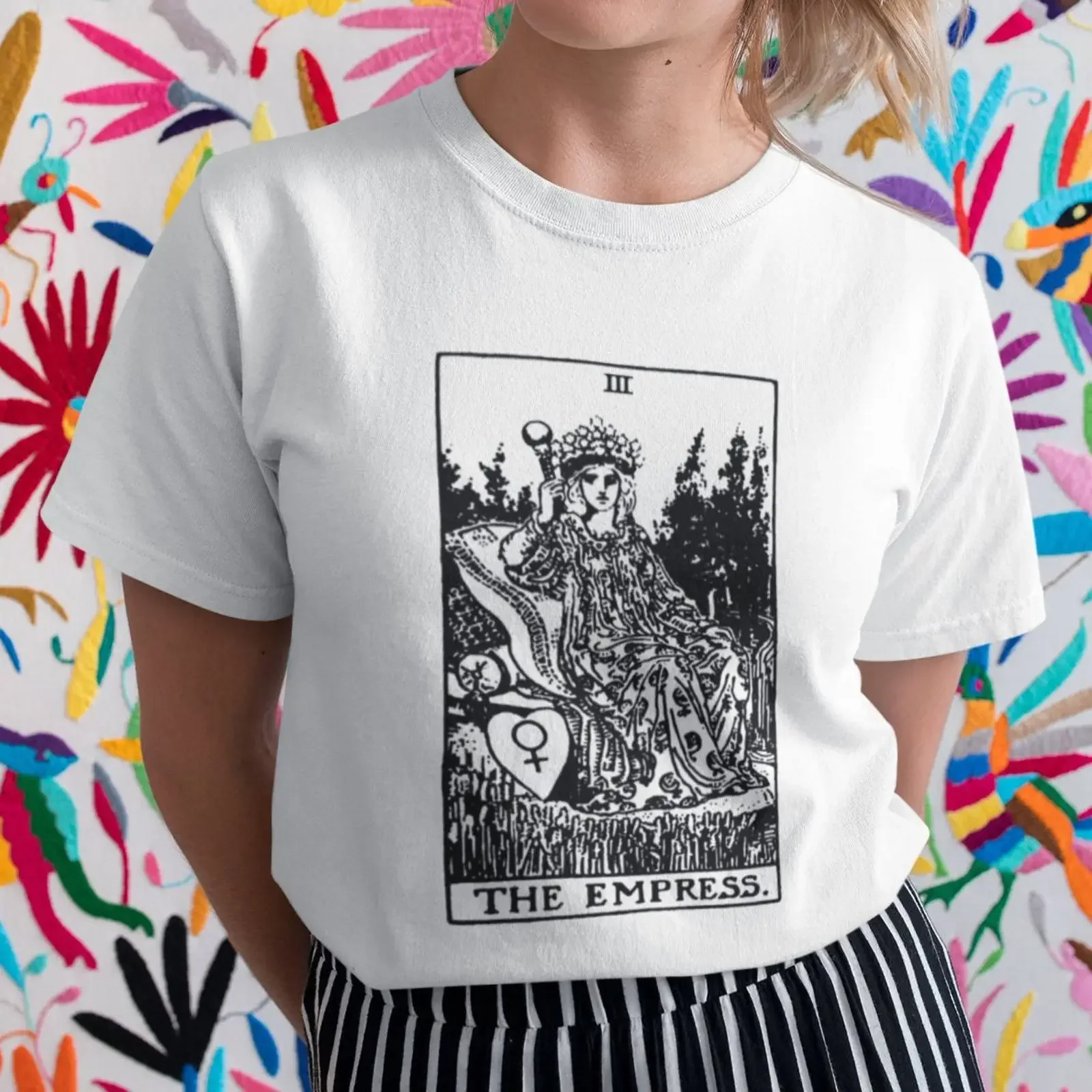 Camiseta The Empress Tarot Card, diseño esotérico en negro y blanco, estilo vintage, unisex, informal, streetwear, elegante para hombre