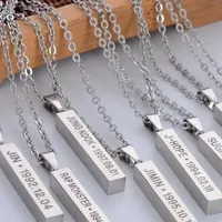 Stainless Steel KPOP Necklace Bangtan Boys Jimin JIN J-Hope Suga Steel Cuboid Cube Pendant Chain Choker Men Women Jewelry Gift