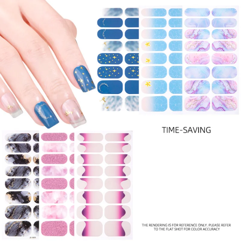 Franse volledige dekking nagelstickers manicure polish sticker wrap decoraties afgewerkte nep nagel patch tips Pegatinas Para Uñas