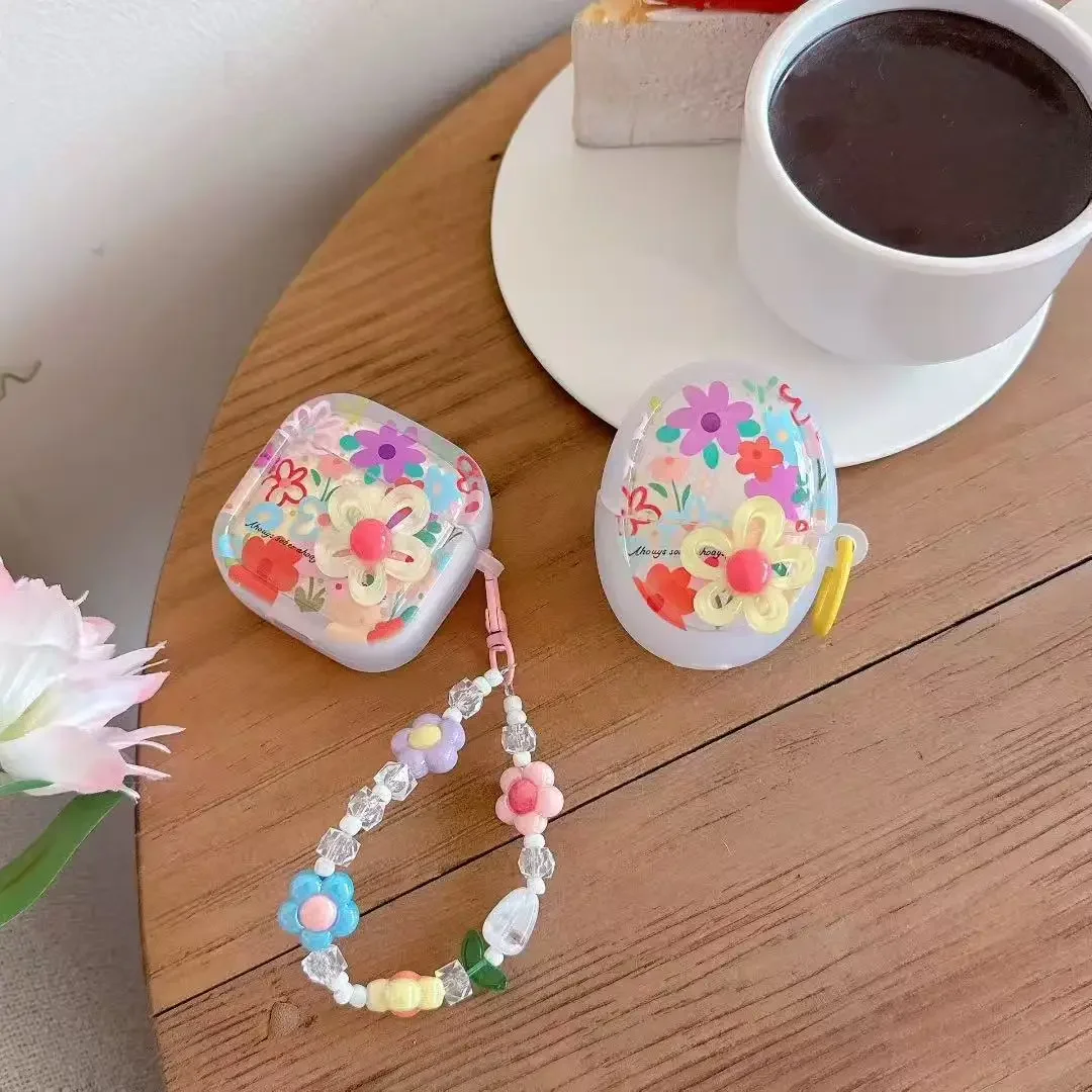 لهواوي Freebuds SE3 SE2 Freebuds Pro4 pro3 pro2 Pro 5i 6i 4i 3i 4e 4 5 6 FreeClip حقيبة سماعة الاذن لينة زهرة الغطاء الواقي #2