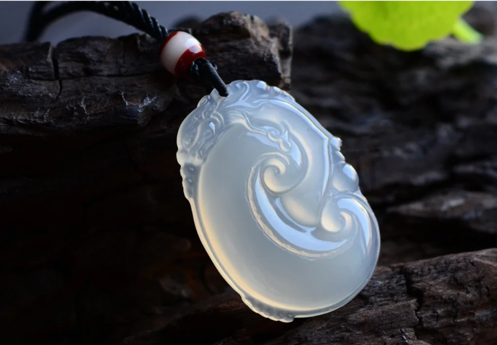 Top Chalcedony Agate Ice Seed Transparent White Jewelry Accessories Goddess Pendant Exquisite Necklace Lucky Gift