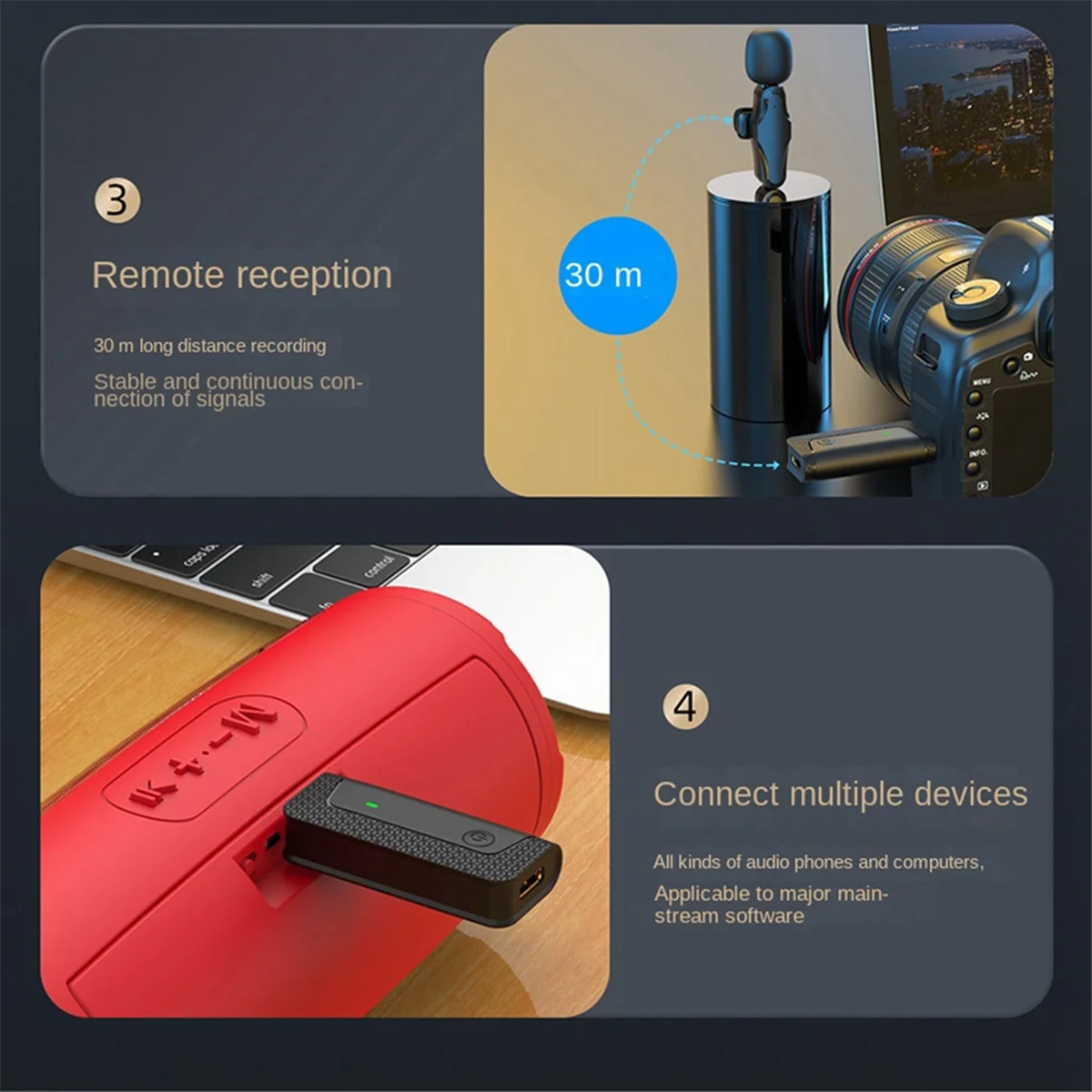 Беспроводной микрофон K35Pro, петличный микрофон для камеры, сотового телефона, записи видео, динамика, гарнитуры