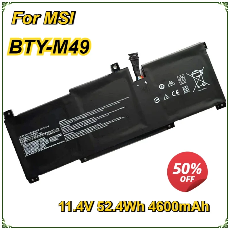 New BTY-M49 Laptop Battery for MSI Prestige 14 A10SC Prestige 14 Hands-On A10M 11.4V 4600mAh 52.4Wh