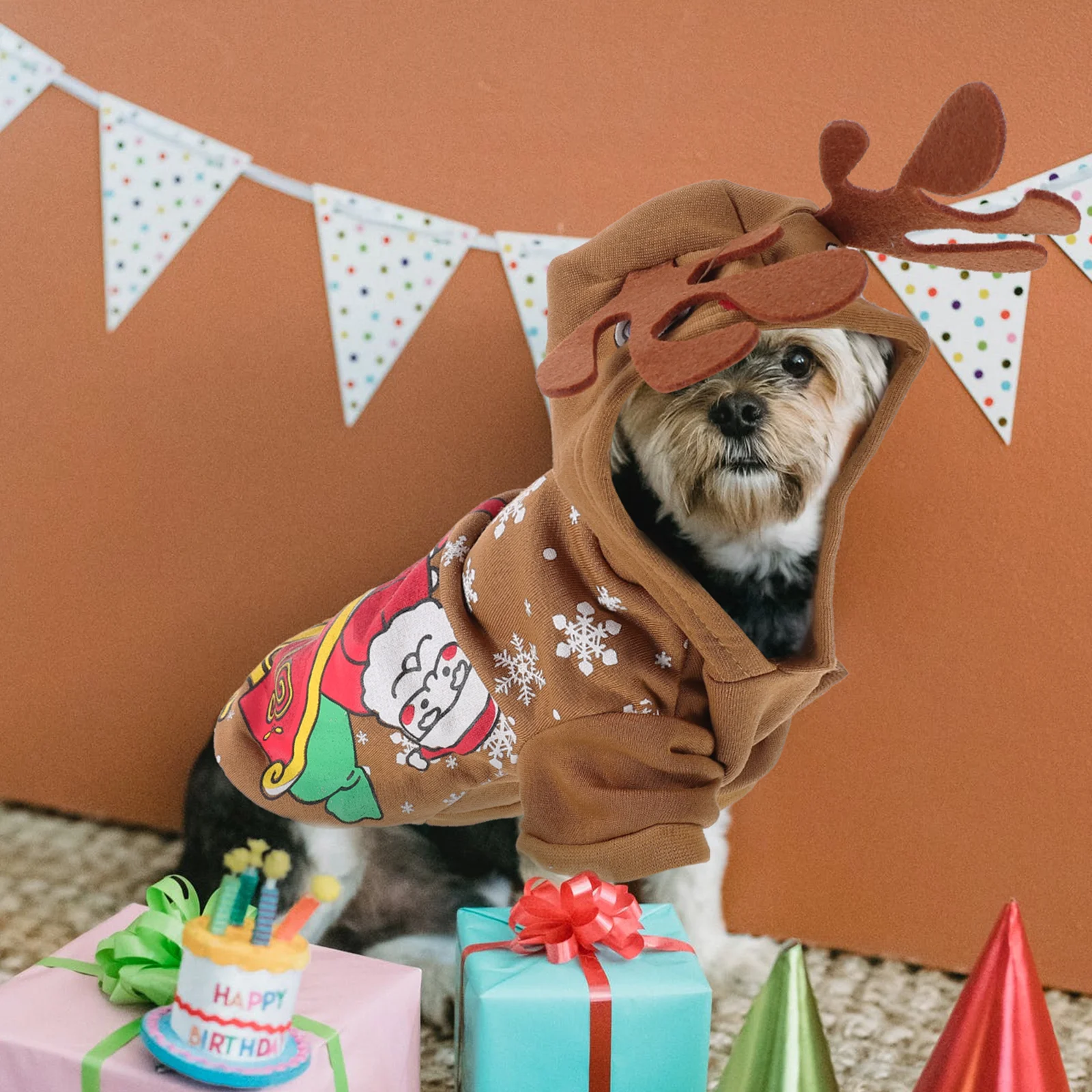 

Dog Christmas Clothes 1Pc Cotton Pet Coat Brown Small Size Funny Style Pet Clothing Suit Dogwear Photoshoot Costumes