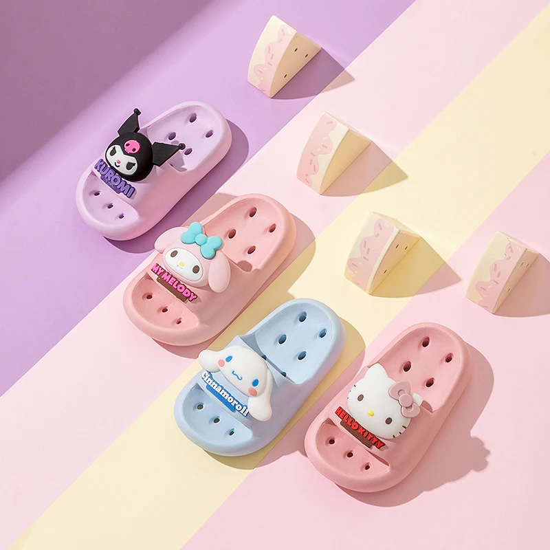 

Натуральные детские тапочки Sanrio, домашние нескользящие быстросохнущие тапочки с героями мультфильмов, легкие тапочки на мягкой подошве для девочек