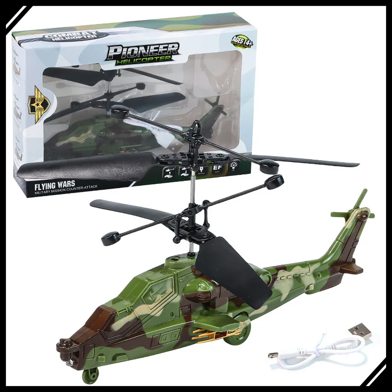 Induction RC Helicopter Rechargeable Flying Toy Durable Hover Aircraft with Lights Infrared Sensor Crash Resistant Night Market