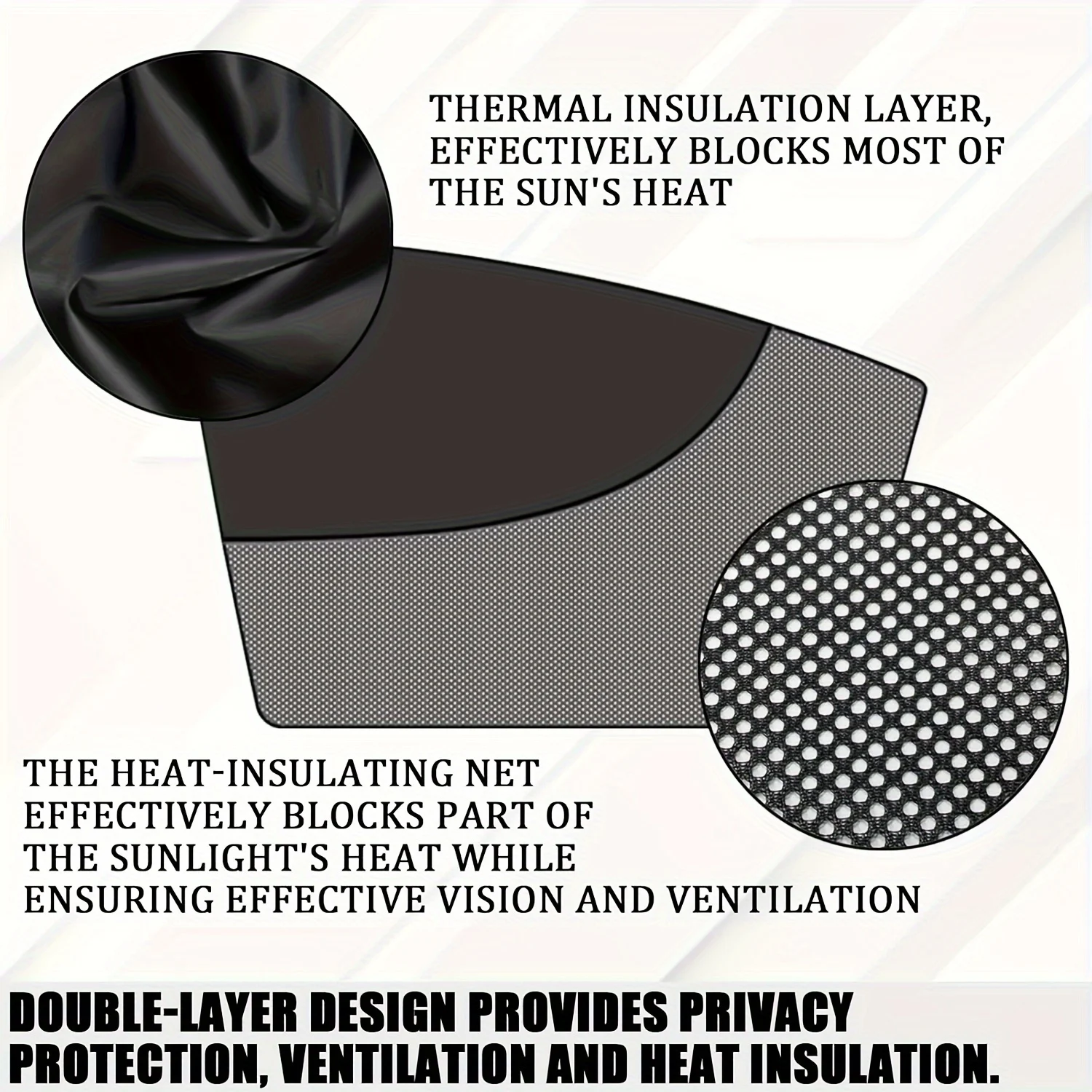 2-Pack Black Magnetic Car Sunshades - UV Protection and Heat Insulation Curtains, Suitable for Cars