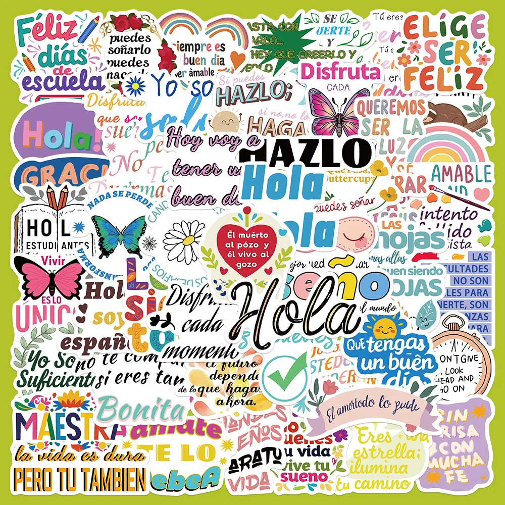 10/50PCS Pegatinas de Graffiti Motivacionales en Español, Decoración Creativa Personalizada para Fundas de Teléfono, Álbumes de Recortes, Diarios, Maletas, Guitarras