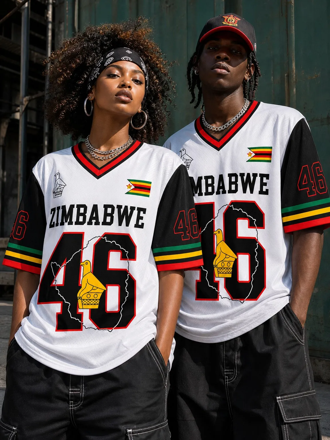 2026 Summer Everyday Versatile Outdoor Short-Sleeve T-Shirt for Men and Women, Zimbabwe Printed V-Neck Casual T-Shirt