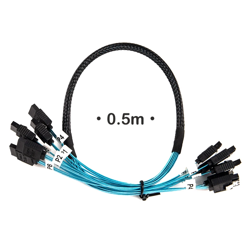 1pc Splitter Cable 6 SATA III 6Gbps Cable 7Pin​ Female Data Cable For Server 0.5m/1m Support Hot Swap SATA Interface