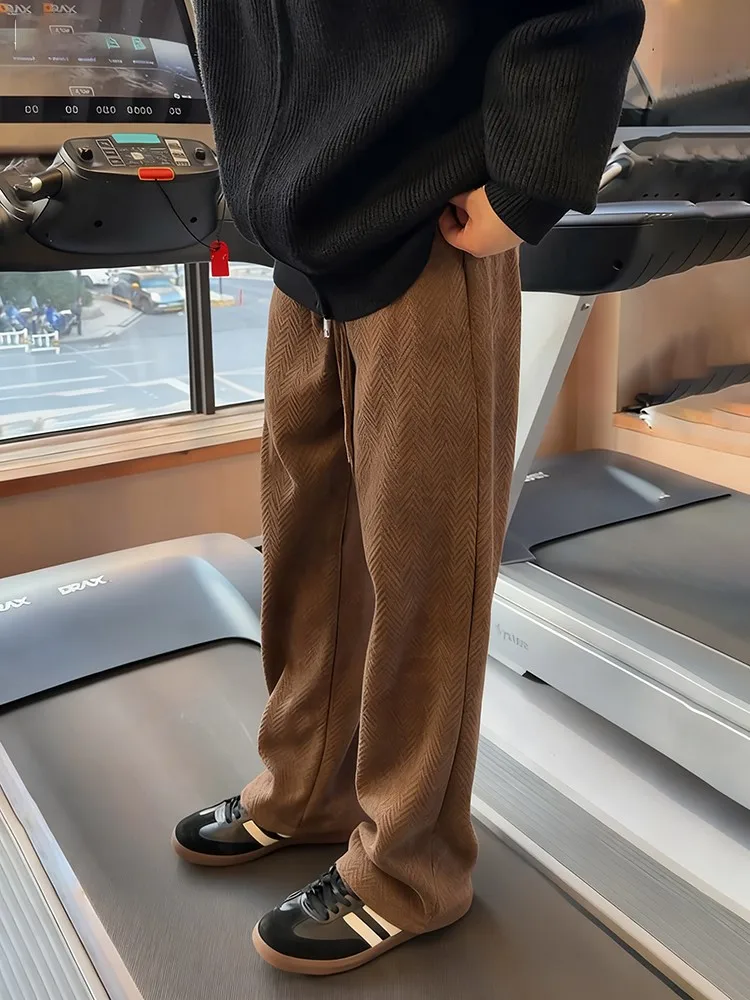 

Thiened Fitn Sports Corduroy Pants Men's Autumn Winter Loose Straight Leg Casual Pants American Sle Polyester Fiber