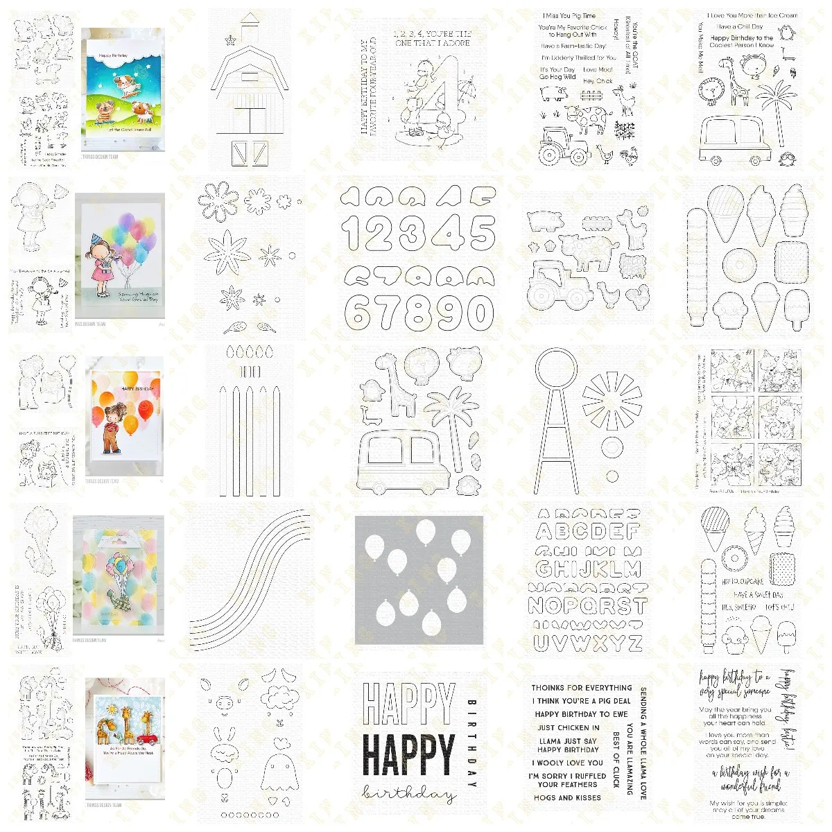 

Number Giraffes Happy Birthday Windmill New Metal Cutting Dies Stamps Stencil for Scrapbook Diary Decoration Embossing Template