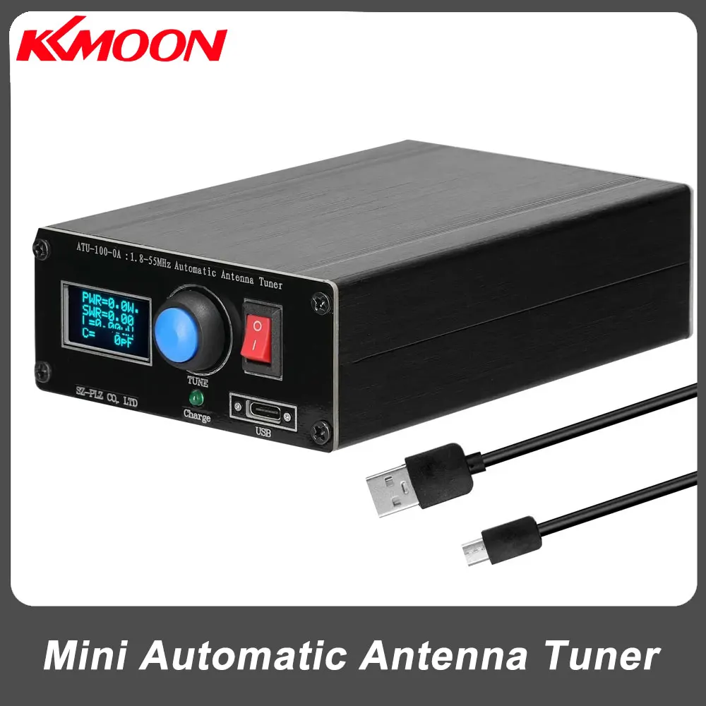 ATU-100-0A 1.8-55MHz Mini Automatic Antenna Tuner OLED Display Aluminum Alloy Outcase with1800MAh Battery ATU Antenna Tuner Tool