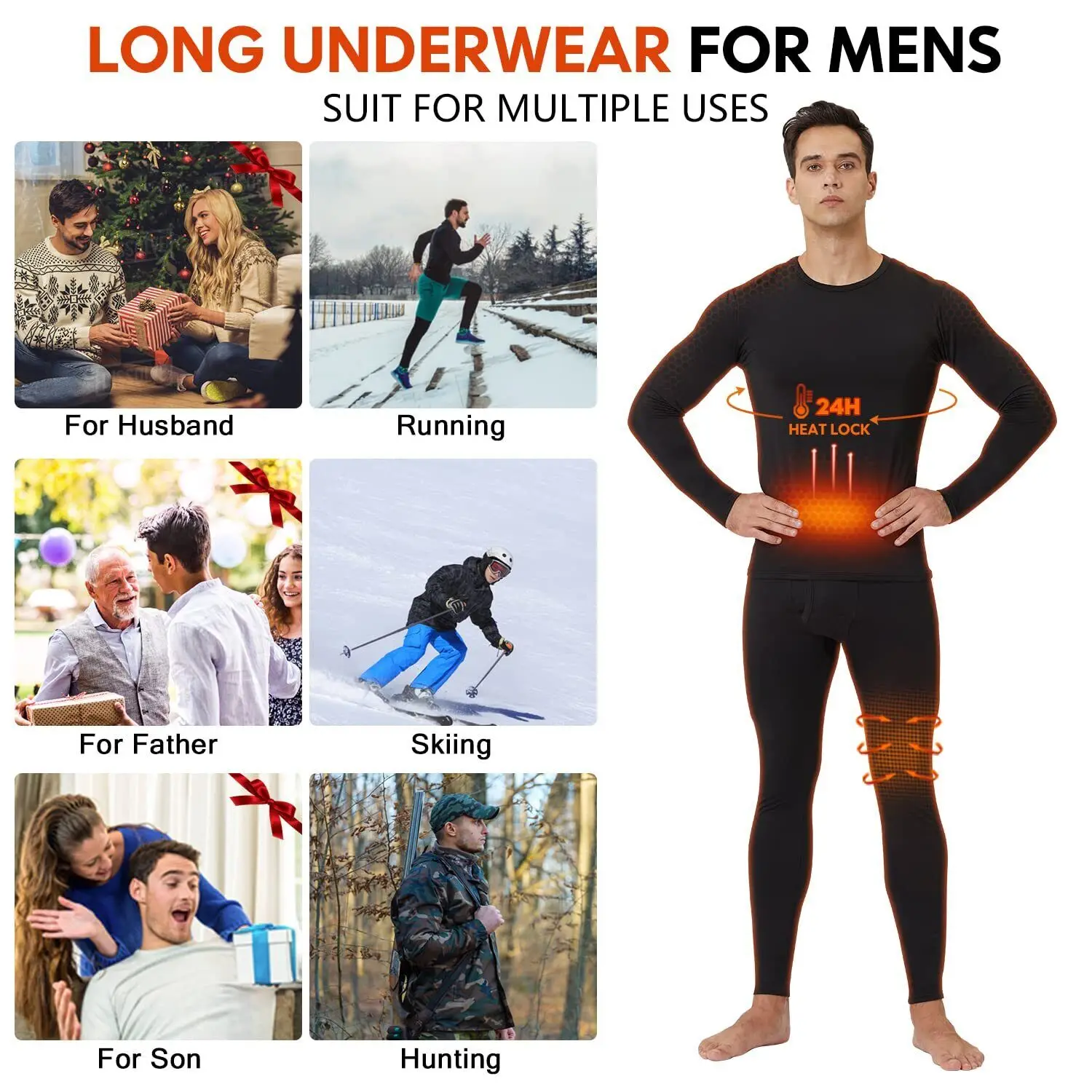 Winter Men Thermal Underwear Set Fleece-lined Keep Warm Long Johns Top & Bottom Comfortable Thermo Underwear Sets