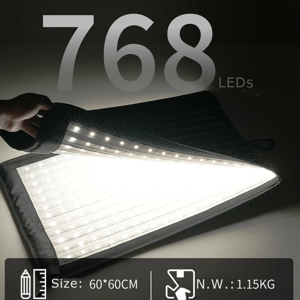 150 واط مرنة LED الفيديو الضوئي ثنائي اللون المتداول فليكسي القماش مصباح مع العسل شبكة سوفت بوكس تحكم APP لاستوديو الصور