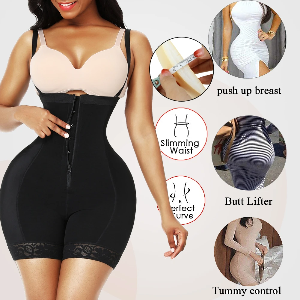 Colombian High Waist Trainer Fajas Body Shaper Push-Up Thigh Trimmer Corset Shapewear Fake Ass Butt Lifter Hip Pads Enhance