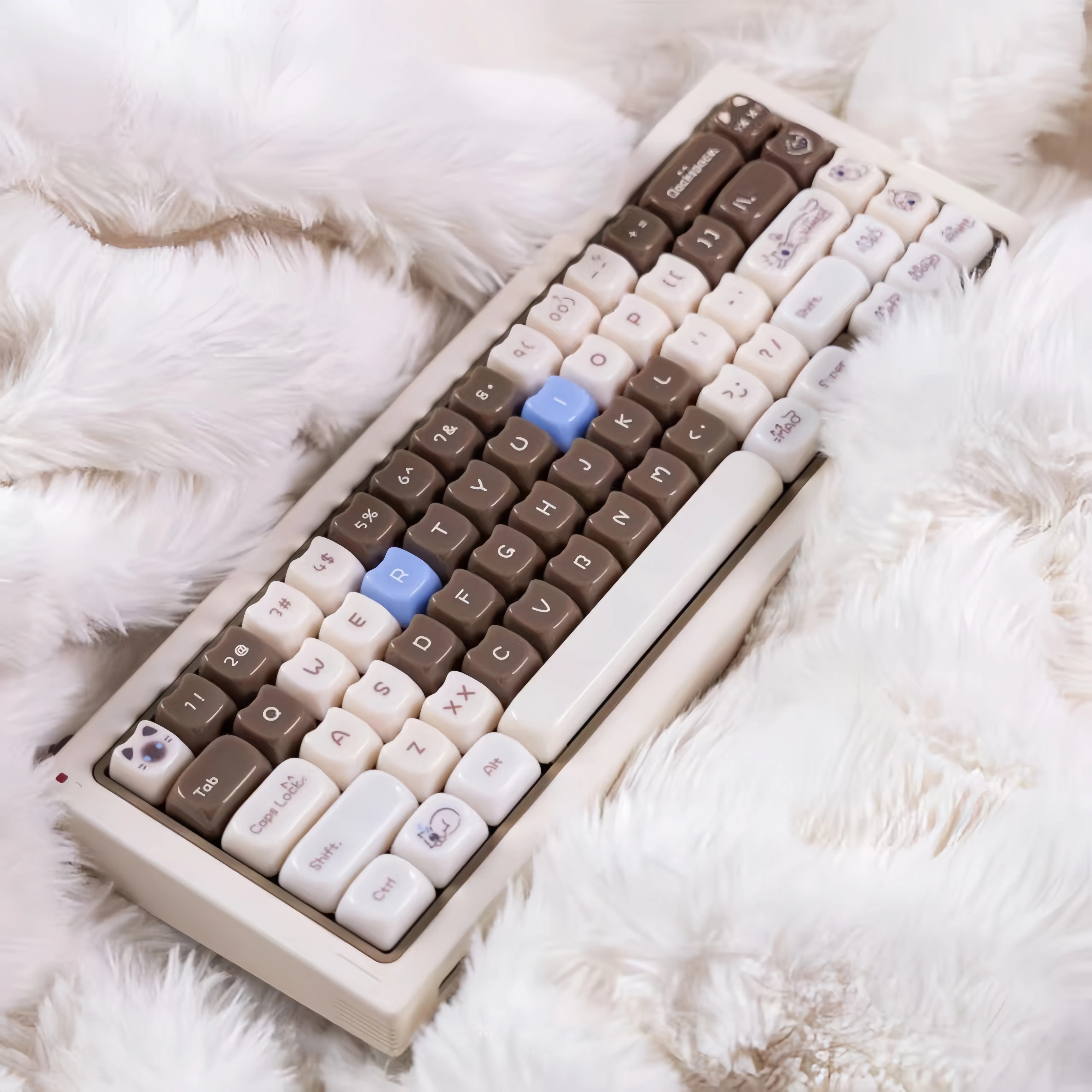 

Cute Candy Cat MOA Profile PBT Key cap 148 Keys Chocolate Cat MAO Profile PC Keycaps for MX Switches Mechanical Keyboard