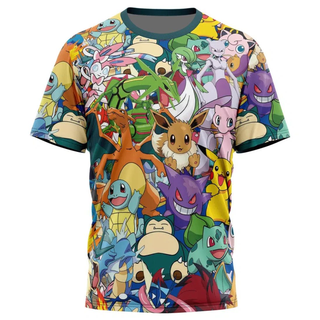 

Pokemon Japanese Anime Pikachu Snorlax Boys Short Sleeve T-Shirt Pocket Monster Cartoon 3D Print Summer Men's Breathable Tops