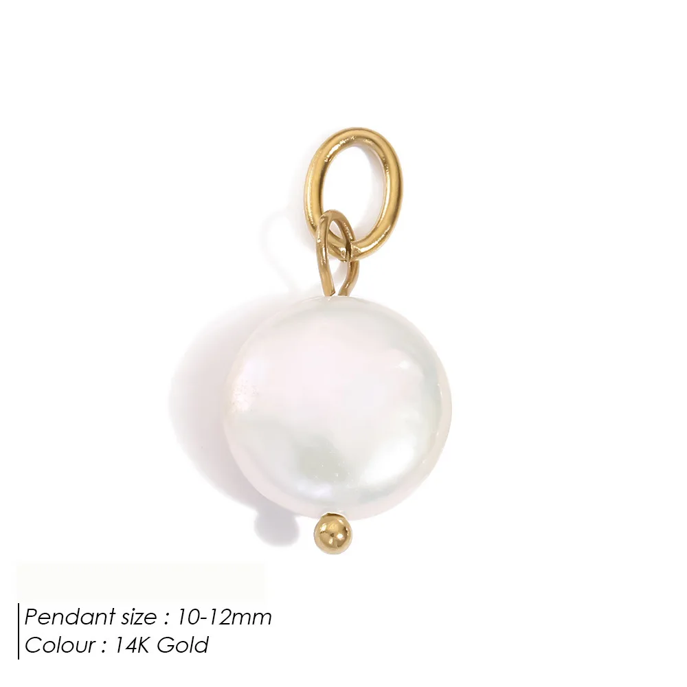 Natürlicher Süßwasserperlen-Anhänger 14K Vergoldeter Edelstahl Barocke Perlen-Charms für DIY Halsketten-Schmuckherstellung Zubehör – Detail 10