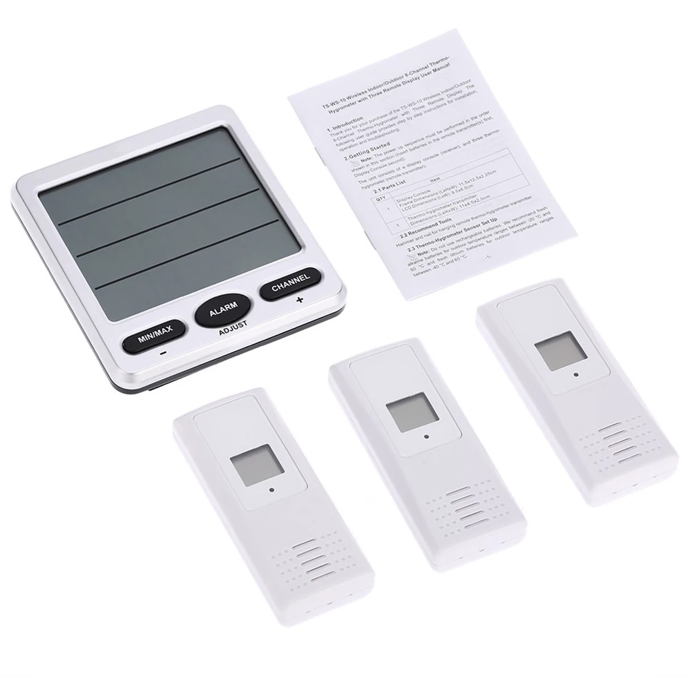 

Wireless Thermometer Hygrometer with 3 Sensors Temperature Humidity Measurement for Home Office Warehouse