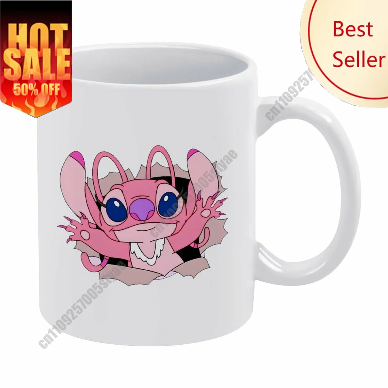 

Angel Mug Disney Lilo & Stitch Cartoon Customization Upload Your Own Image Logo Text Coffee Cup Holidays Birthday Ceramic Cup