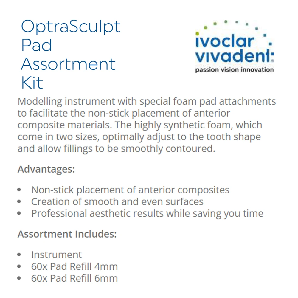 Optrasculpt Pad Dental Ivocler Vivadent Assortment Kit Anterior And Posterior Composite Resin Tool Foam Modeling Instrument