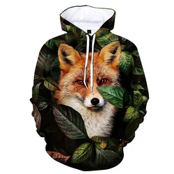 Men's 3d Printed Fox Animal Hoodie Fashion Spring Autumn Long-sleeved Pullovers Casual Children Sweatshirt Street Cool Hoodies