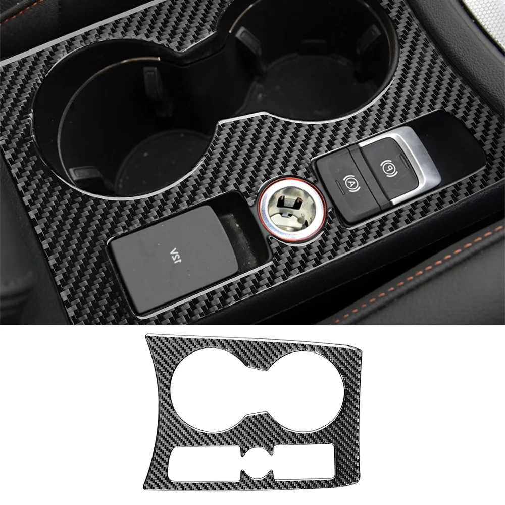 for Audi Q3 2013-2018 Car Gear Shift Water Cup Holder Panel Decoration Sticker Decal Carbon Fiber Car Accessories