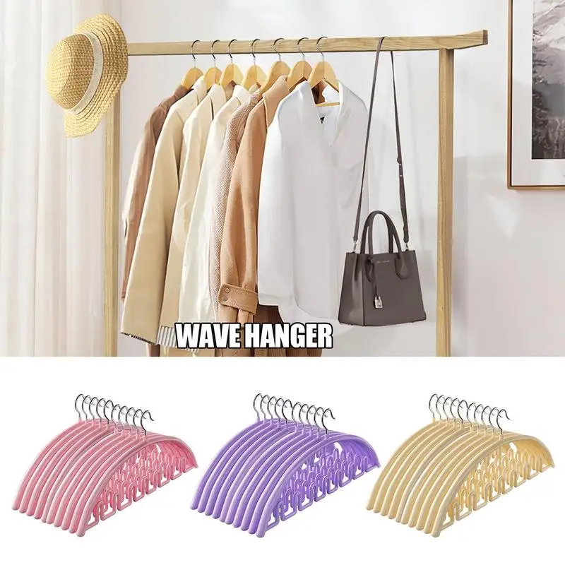 10pcs Closet Organizer Anti Slip Rustproof Wave Hanger With Metal Frame Closet Organizer Strong Load Bearing Wave closet holder