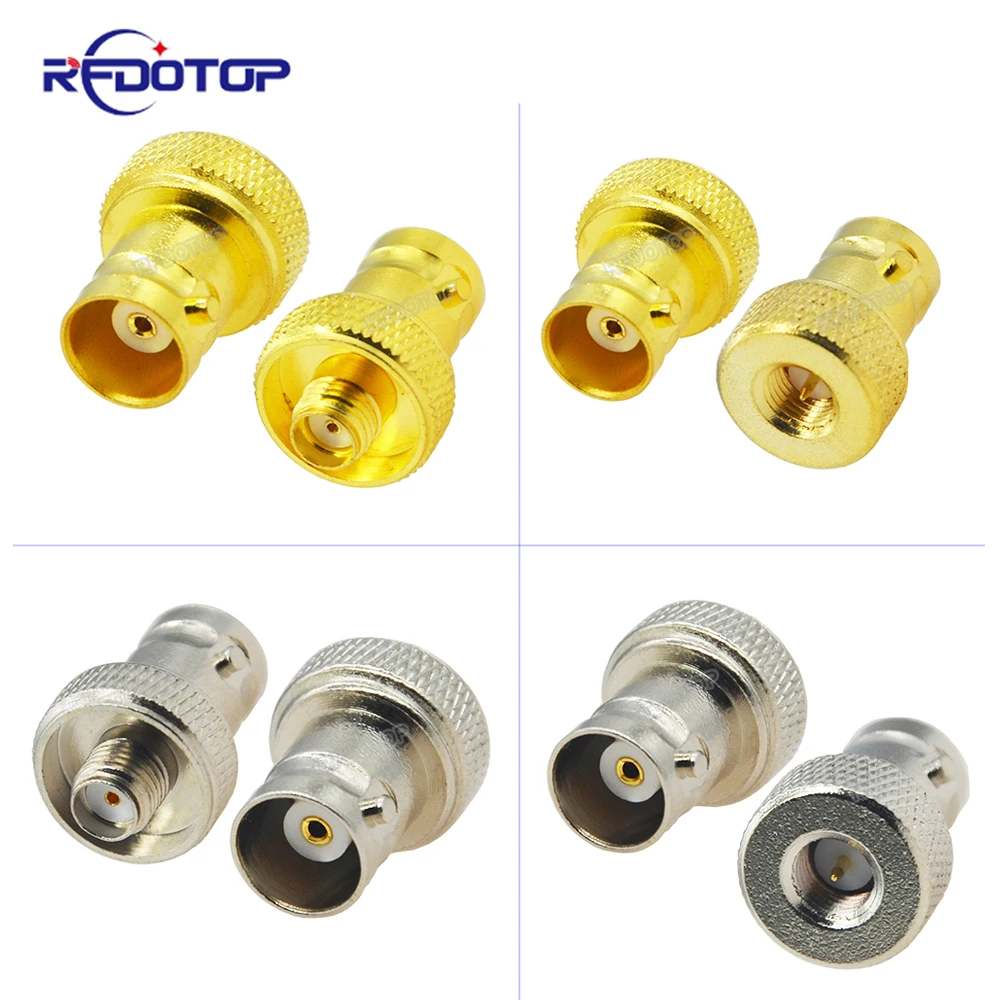 2Pcs/Lot BNC to SMA Adapter Antenna Nickel Plated/Gold Plated Straight Coaxial RF Connector for Vertex Icom Kenwood 50ohm