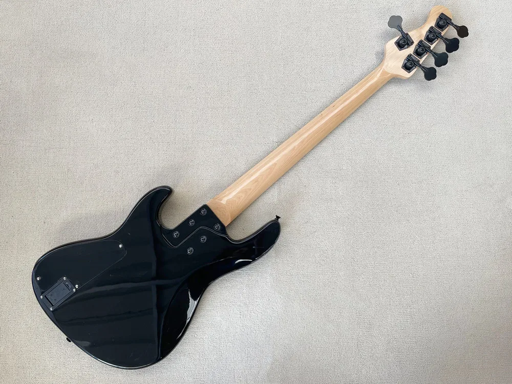 5 Strings Blue Body Electric Bass Guitar with Black Hardware,Flame Maple Veneer,Provide customized service