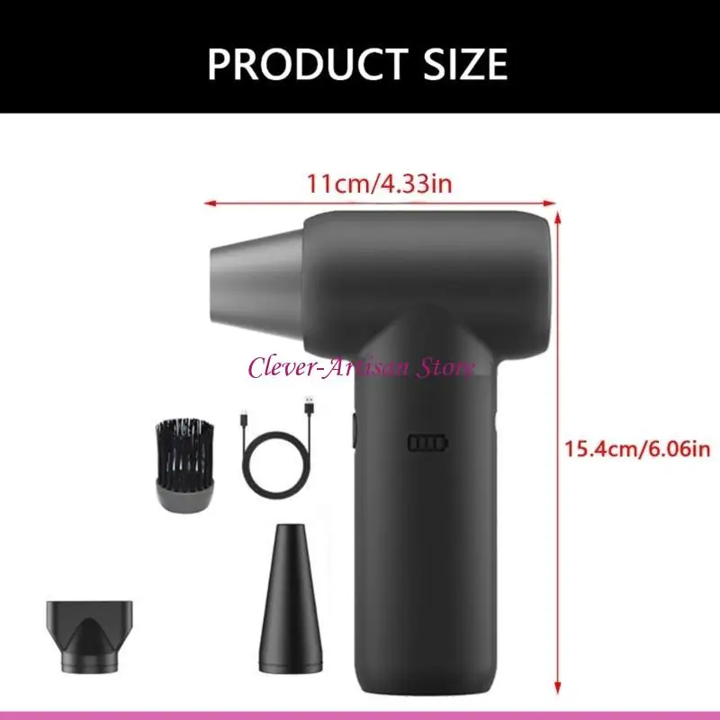 E06B منفاخ هواء كهربائي محمول قابل لإعادة الشحن لاسلكي 33000 دورة في الدقيقة منفاخ صغير جاف للتنظيف الفعال للوحات مفاتيح السيارة #6