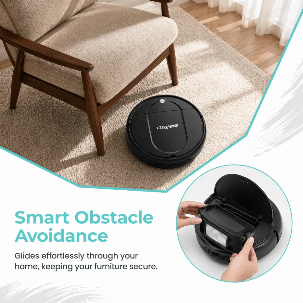 1500Pa Suction Robot Vacuum Cleaner 150 Minute Battery Life Rechargeable 3-in-1 Vacuum Cleaner Multi-Function