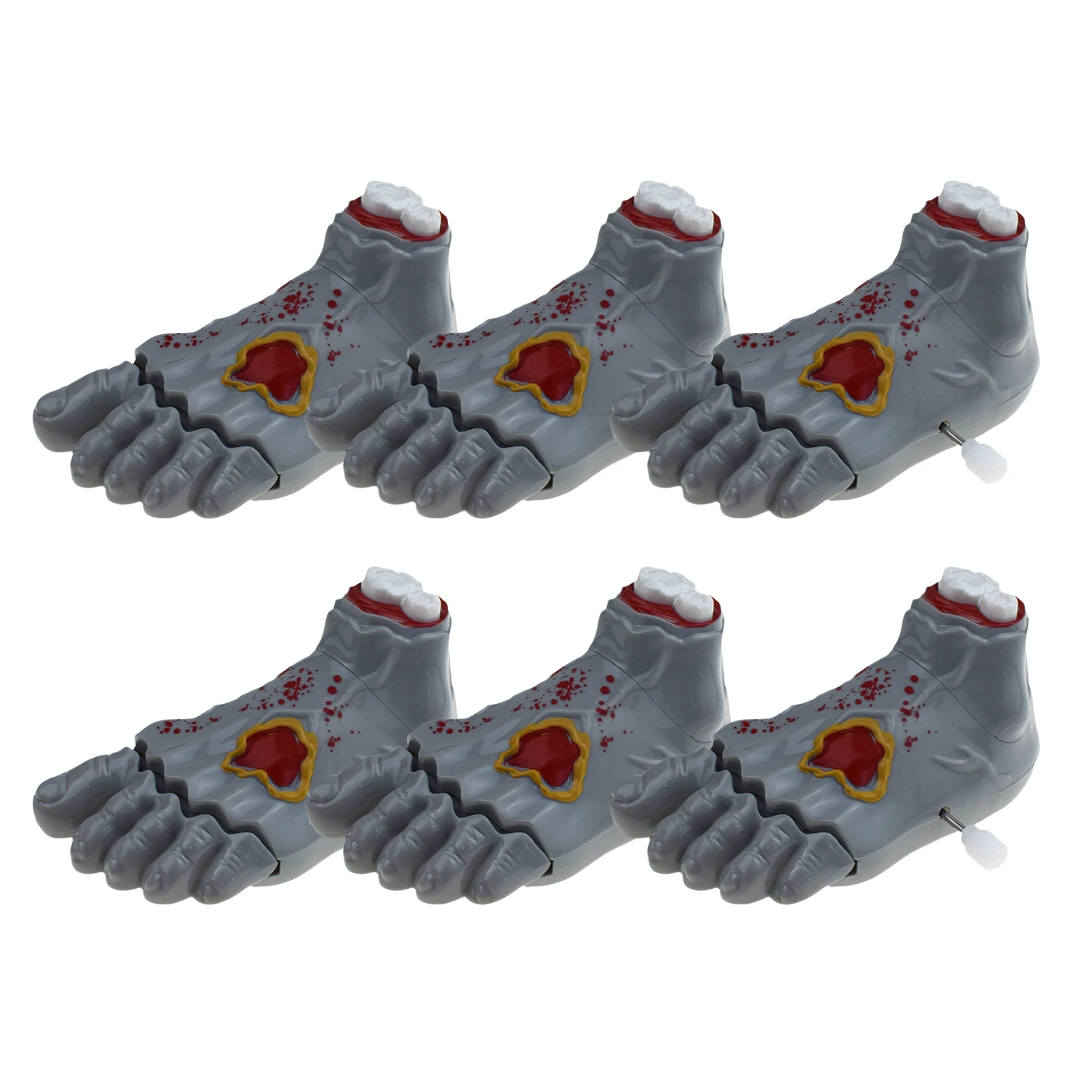 6 Pieces Halloween Zombie Feet Wind-Up Toys Novety Jumping And Walking Clockwork Toys Halloween Toys Prank Toys Halloween Goodie