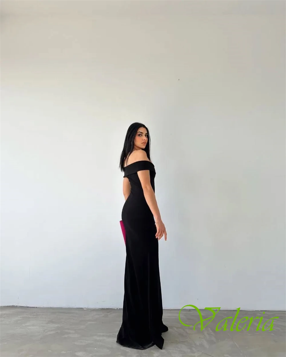 Sukienka wieczorowa syrena z dżerseju na zamówienie, elegancka, z dekoltem w serek, odkryte ramiona, modna suknia na specjalną okazję.