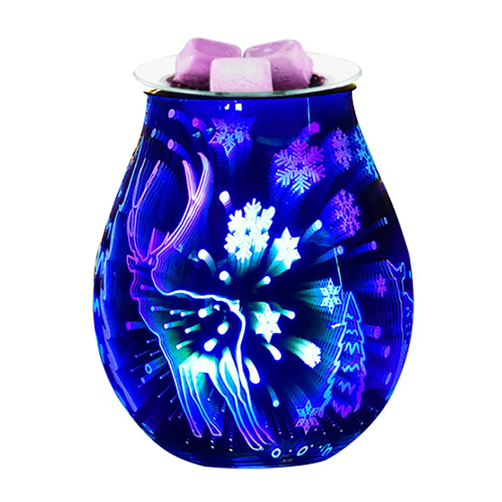 3D Fireworks Glass Vase Humidifier With 7 Color Led Night Light Aroma Essential Oil Diffuser Cool Mist Maker For Home Office