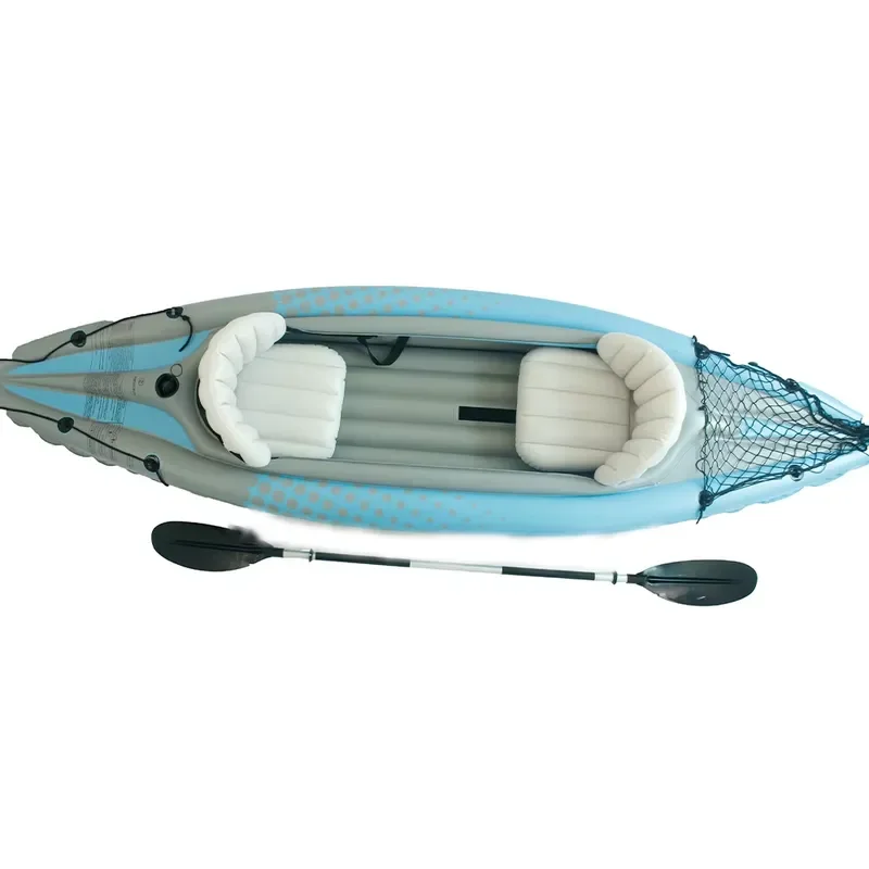 2-Person Inflatable Kayak with Aluminum Oars , High Output Air Pump Double Tandem Kayak PVC Boat for Adults, Two Person Canoe